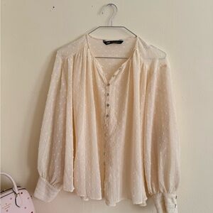 Zara Cream Textured Blouse
